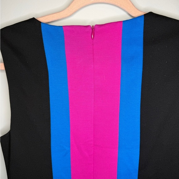 Trina Turk Colorblock Sheath Dress Pink Blue Black Sleeveless Stretch Small - Picture 7 of 13